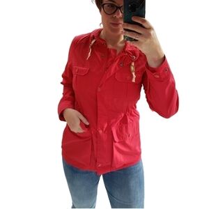 Woolrichs Cherry Red Windbreaker Utility Jacket